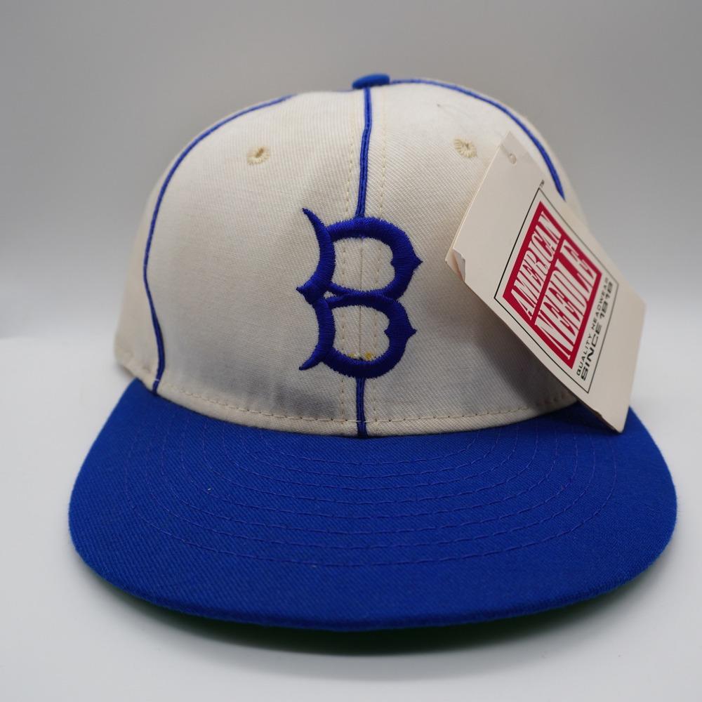 American Needle Baseball Hat Mens OS Cream Blue Cooperstown B Logo Vintage USA
